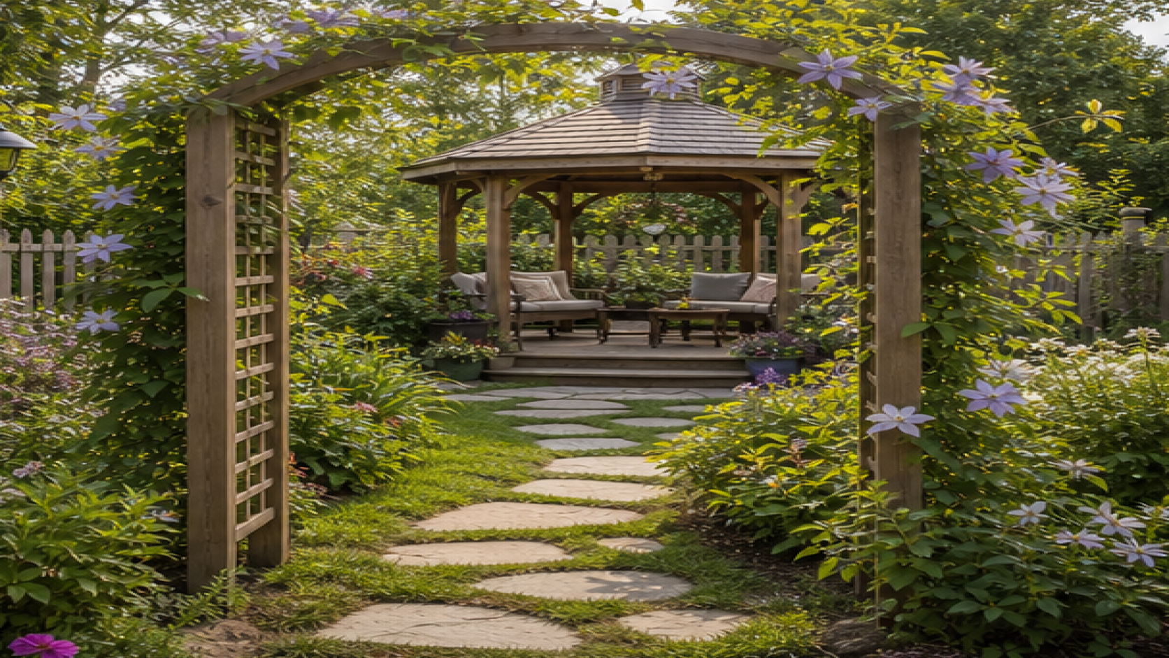 Gazebo Garden Ideas with a trellis accent