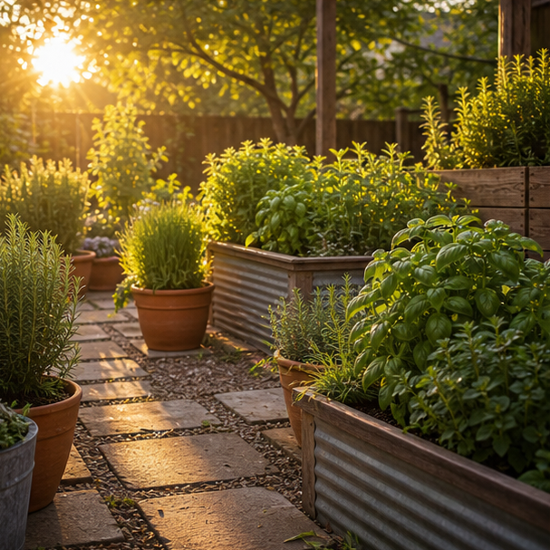 Herb Garden Ideas evening light