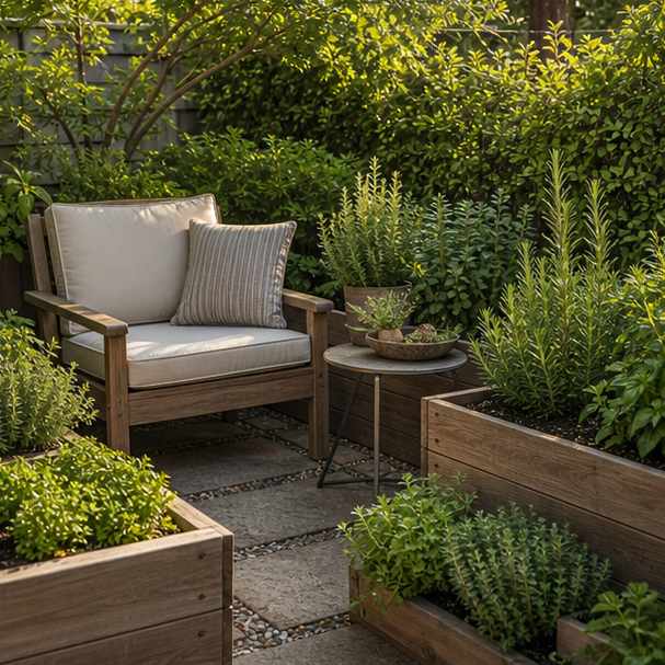 Herb Garden Ideas seating area