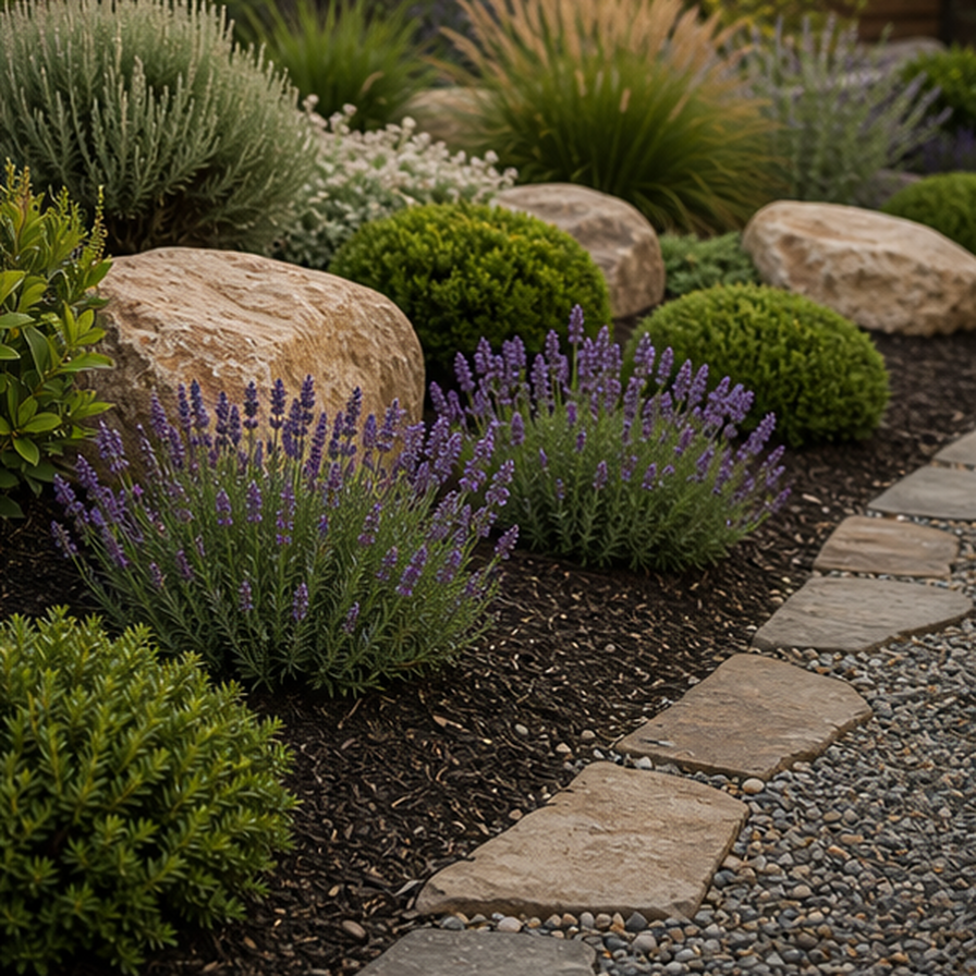 Low Maintenance Garden Ideas planting and material detail