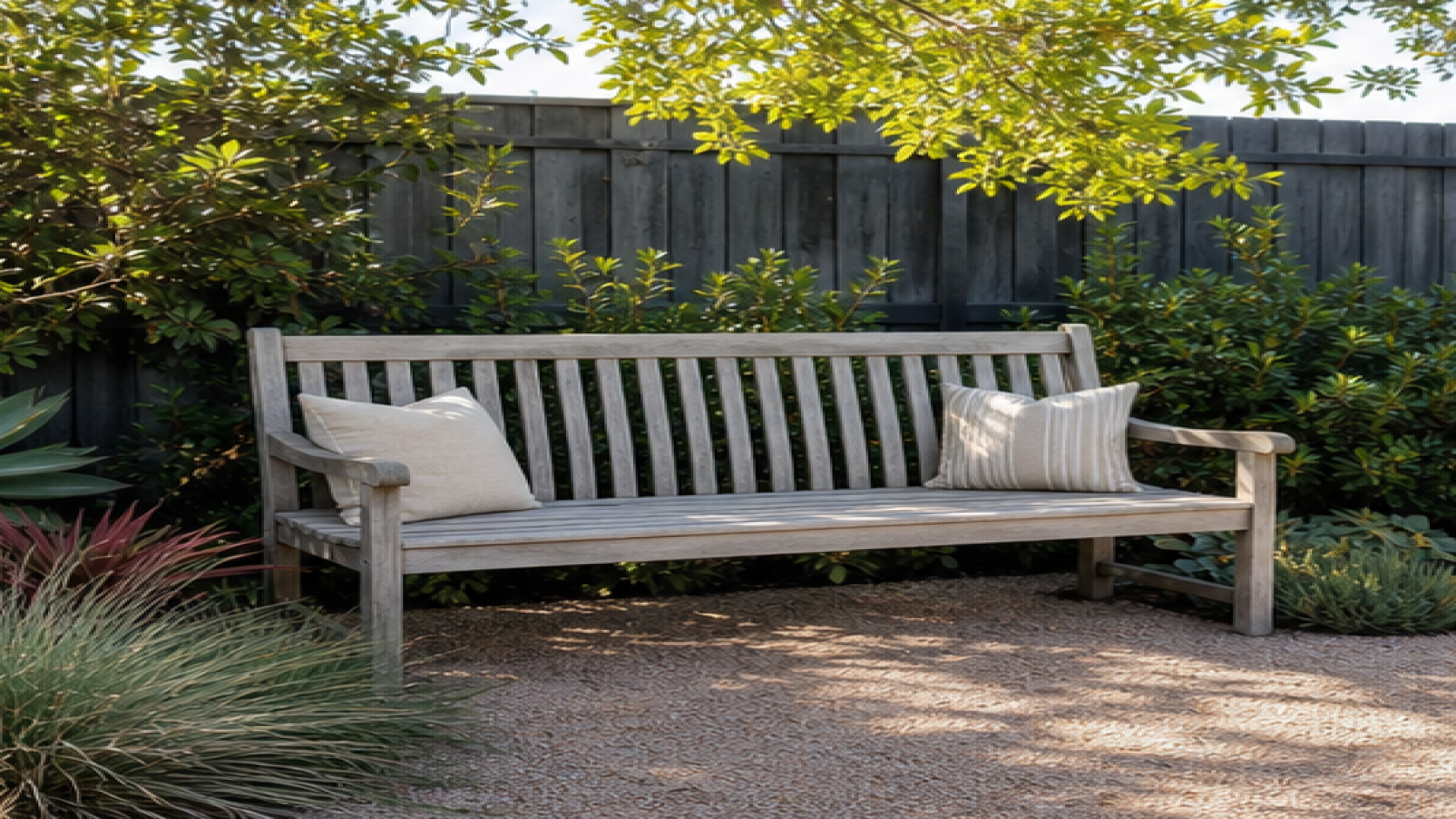 Low Maintenance Garden Ideas with a garden bench
