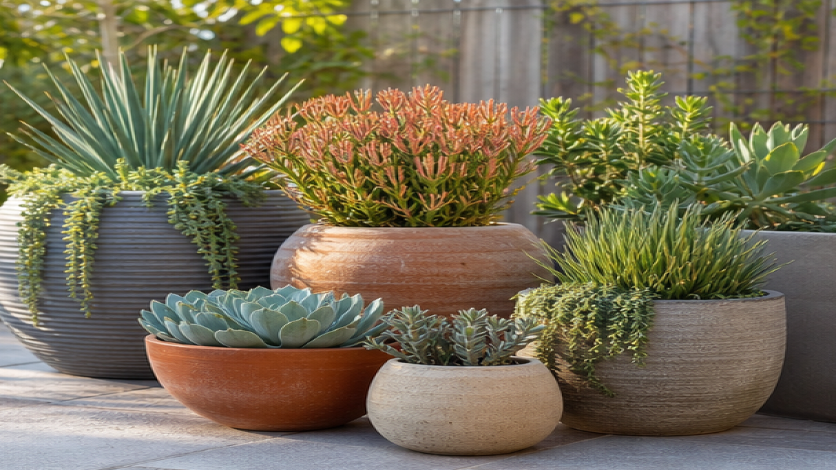 Low Maintenance Garden Ideas with potted plant accents