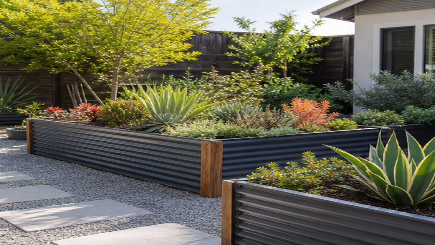 Low Maintenance Garden Ideas with raised planters