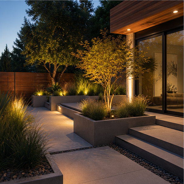 Modern Garden Ideas soft evening glow