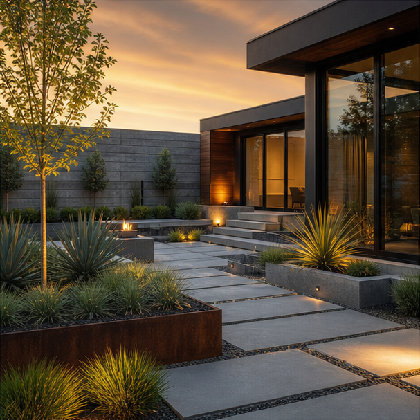 Modern Garden Ideas evening light