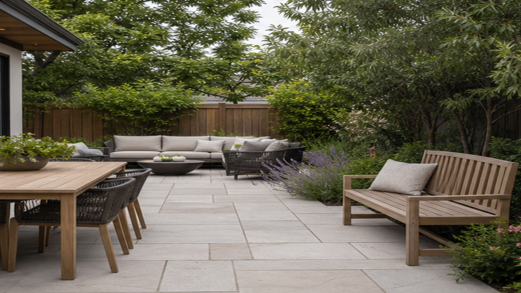 Patio Garden Ideas with a garden bench