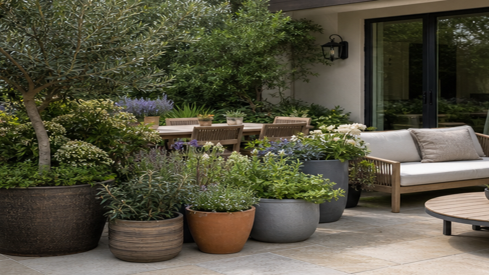 Patio Garden Ideas with potted plant accents