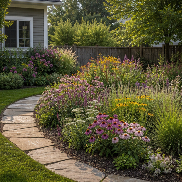 Pollinator Garden Ideas yard setting
