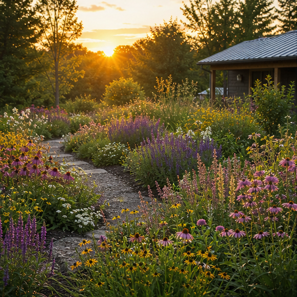 Pollinator Garden Ideas soft evening glow