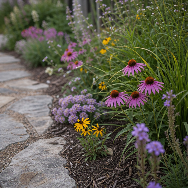 Pollinator Garden Ideas stone texture