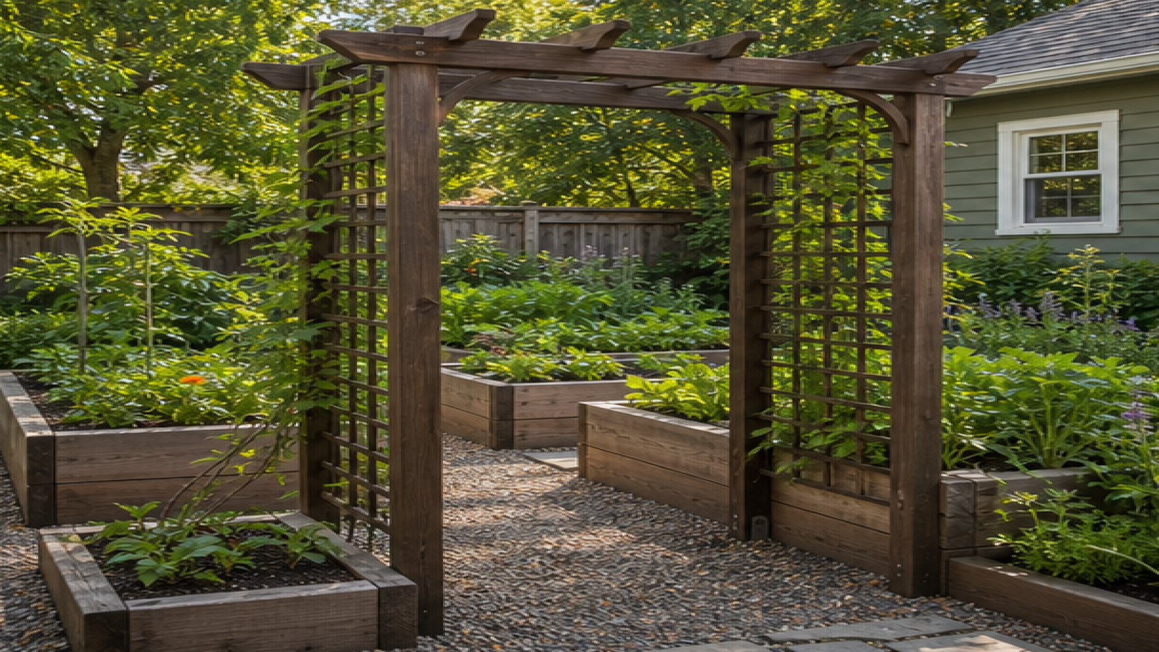 Raised Garden Bed Ideas with a trellis accent