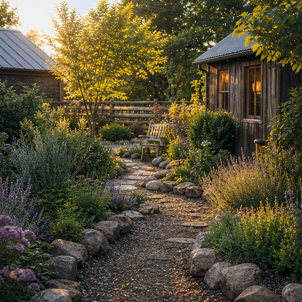 Rustic Garden Ideas evening light