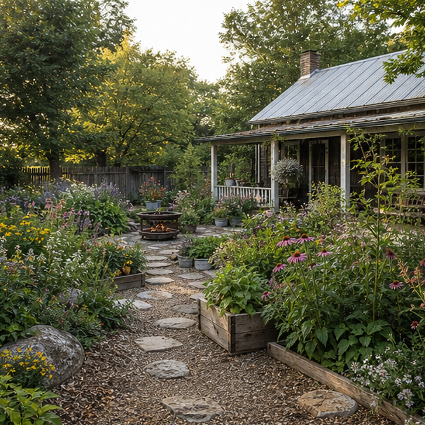 Rustic Garden Ideas wide view