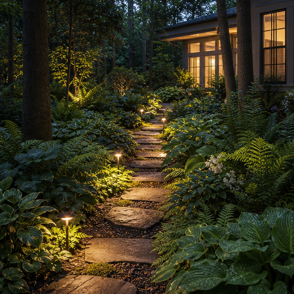 Shade Garden Ideas soft evening glow