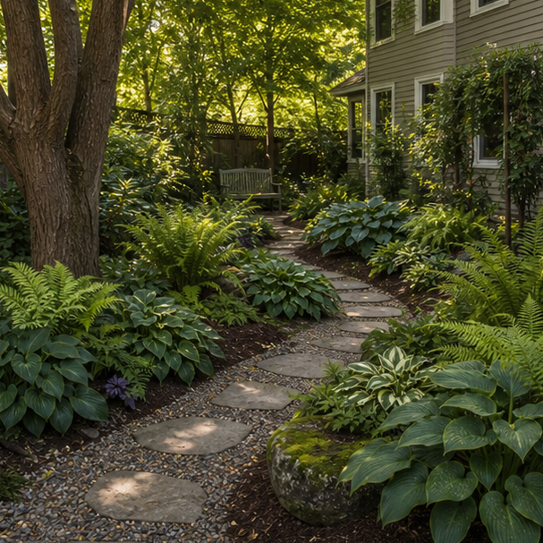 Shade Garden Ideas layout view