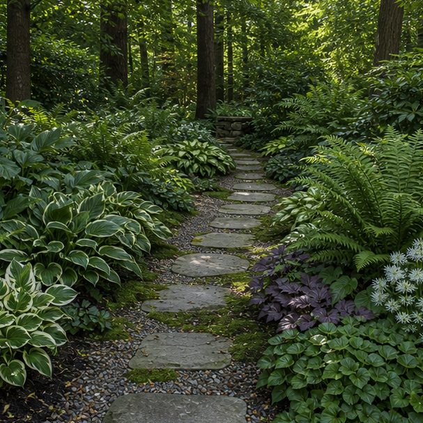 Shade Garden Ideas pathway view