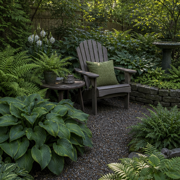 Shade Garden Ideas seating area