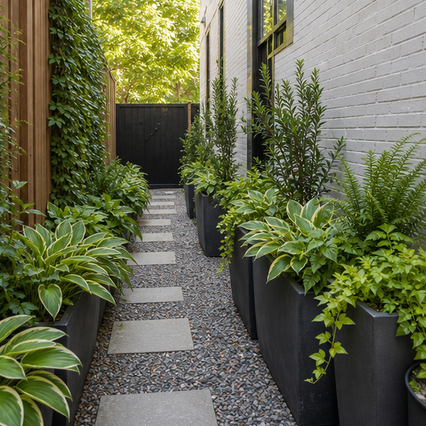 Side Yard Garden Ideas container accent