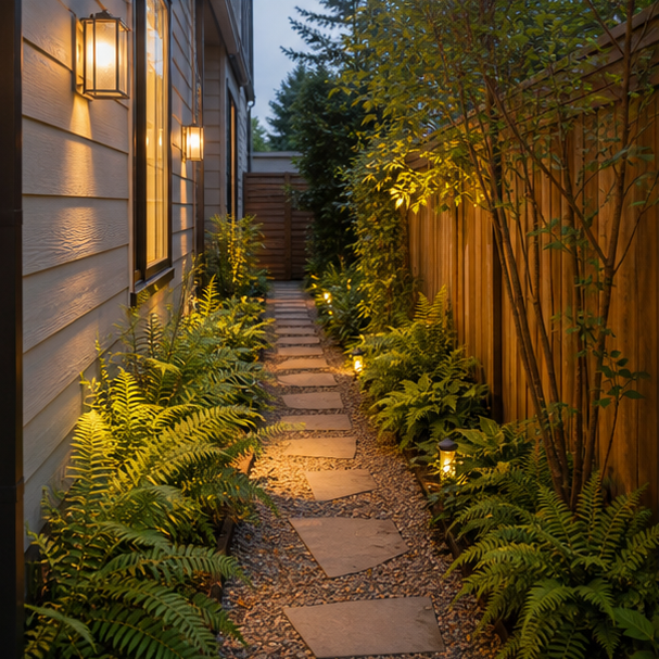 Side Yard Garden Ideas evening light