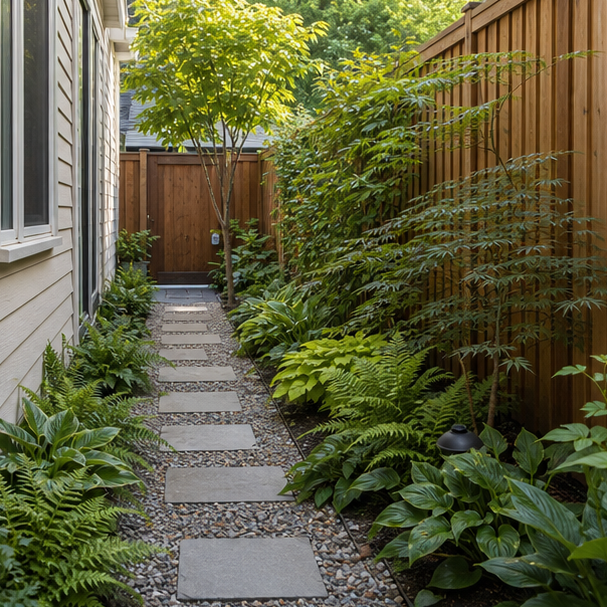 Side Yard Garden Ideas pathway view