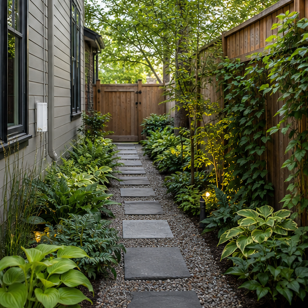 Side Yard Garden Ideas wide view