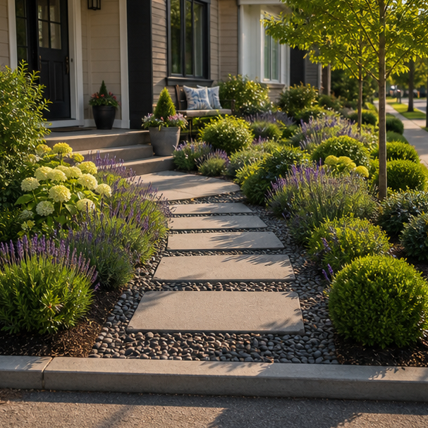 Small Front Garden Ideas layout view