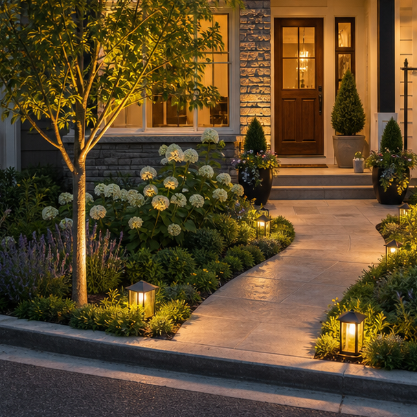 Small Front Garden Ideas evening light