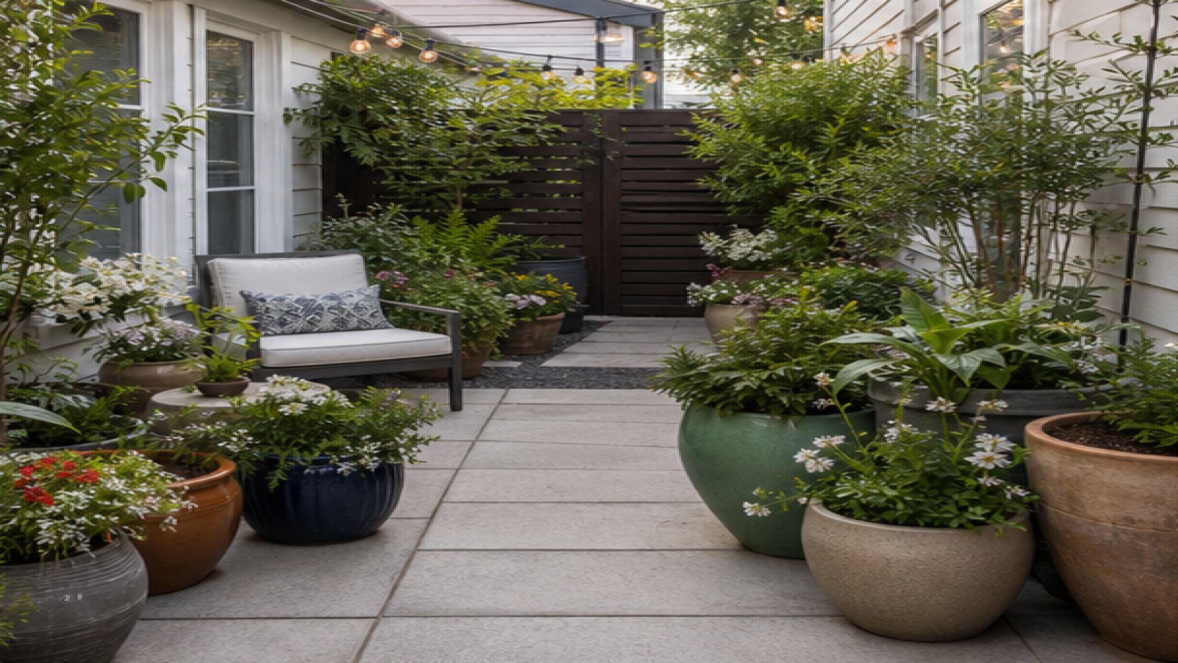 Small Garden Ideas with potted plant accents