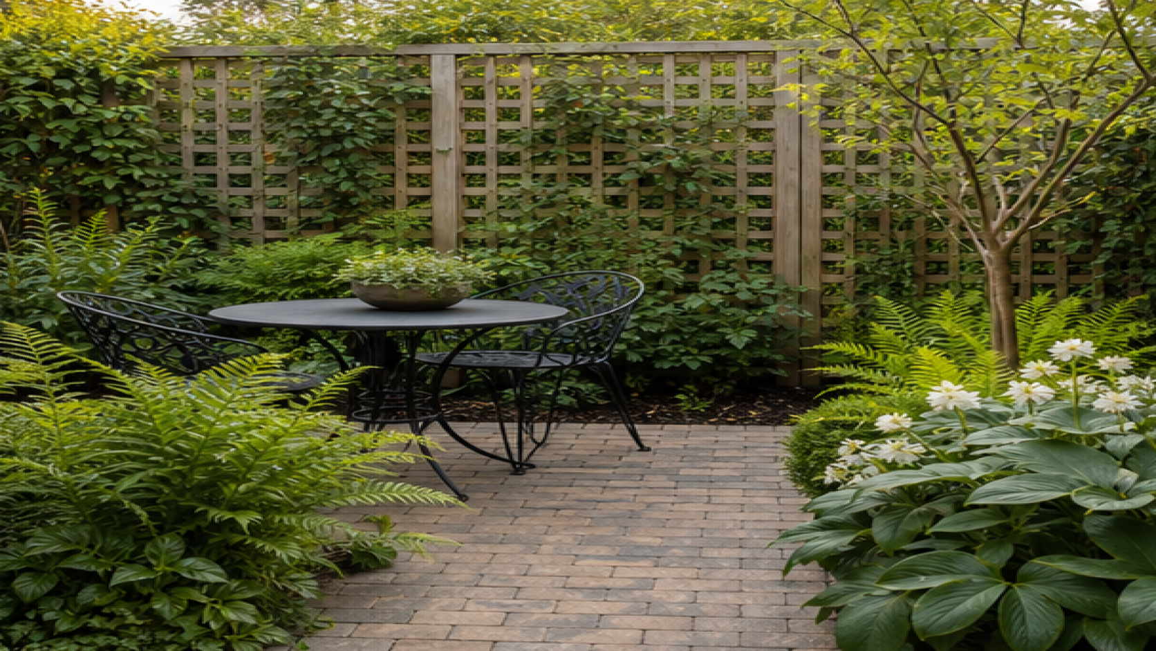Small Garden Ideas with a trellis accent