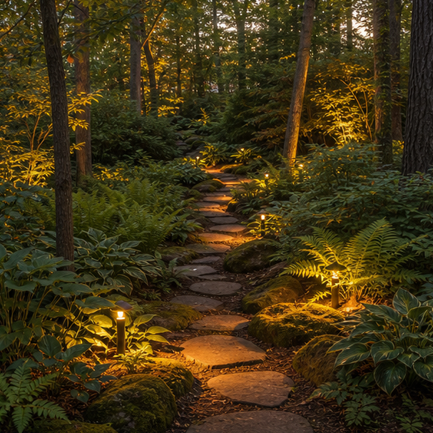 Woodland Garden Ideas soft evening glow