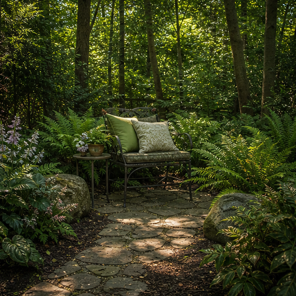 Woodland Garden Ideas seating area